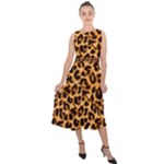 Giraffe Texture, Close-up, Giraffe Skin Texture Midi Tie-Back Chiffon Dress