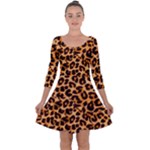 Giraffe Texture, Close-up, Giraffe Skin Texture Quarter Sleeve Skater Dress