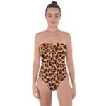 Giraffe Texture, Close-up, Giraffe Skin Texture Tie Back One Piece Swimsuit