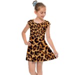 Giraffe Texture, Close-up, Giraffe Skin Texture Kids  Cap Sleeve Dress