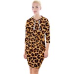 Giraffe Texture, Close-up, Giraffe Skin Texture Quarter Sleeve Hood Bodycon Dress