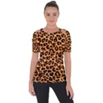 Giraffe Texture, Close-up, Giraffe Skin Texture Shoulder Cut Out Short Sleeve Top