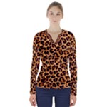 Giraffe Texture, Close-up, Giraffe Skin Texture V-Neck Long Sleeve Top