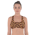 Giraffe Texture, Close-up, Giraffe Skin Texture Cross Back Sports Bra