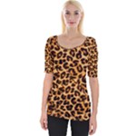 Giraffe Texture, Close-up, Giraffe Skin Texture Wide Neckline T-Shirt