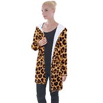 Giraffe Texture, Close-up, Giraffe Skin Texture Longline Hooded Cardigan