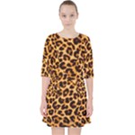 Giraffe Texture, Close-up, Giraffe Skin Texture Quarter Sleeve Pocket Dress