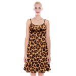 Giraffe Texture, Close-up, Giraffe Skin Texture Spaghetti Strap Velvet Dress