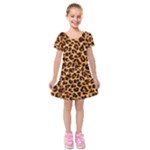 Giraffe Texture, Close-up, Giraffe Skin Texture Kids  Short Sleeve Velvet Dress