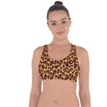 Giraffe Texture, Close-up, Giraffe Skin Texture Cross String Back Sports Bra