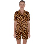 Giraffe Texture, Close-up, Giraffe Skin Texture Satin Short Sleeve Pajamas Set