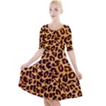 Giraffe Texture, Close-up, Giraffe Skin Texture Quarter Sleeve A-Line Dress With Pockets