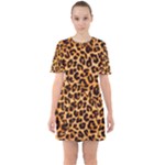 Giraffe Texture, Close-up, Giraffe Skin Texture Sixties Short Sleeve Mini Dress