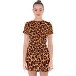 Giraffe Texture, Close-up, Giraffe Skin Texture Drop Hem Mini Chiffon Dress