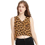 Giraffe Texture, Close-up, Giraffe Skin Texture V-Neck Cropped Tank Top