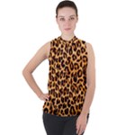 Giraffe Texture, Close-up, Giraffe Skin Texture Mock Neck Chiffon Sleeveless Top