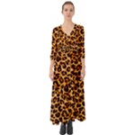 Giraffe Texture, Close-up, Giraffe Skin Texture Button Up Boho Maxi Dress