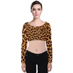 Giraffe Texture, Close-up, Giraffe Skin Texture Velvet Long Sleeve Crop Top