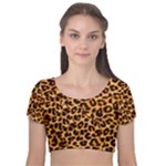 Giraffe Texture, Close-up, Giraffe Skin Texture Velvet Short Sleeve Crop Top 