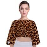 Giraffe Texture, Close-up, Giraffe Skin Texture Tie Back Butterfly Sleeve Chiffon Top