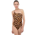 Giraffe Texture, Close-up, Giraffe Skin Texture Classic One Shoulder Swimsuit