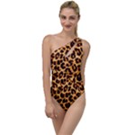 Giraffe Texture, Close-up, Giraffe Skin Texture To One Side Swimsuit