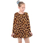 Giraffe Texture, Close-up, Giraffe Skin Texture Kids  Long Sleeve Dress