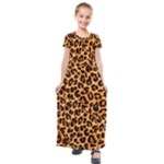 Giraffe Texture, Close-up, Giraffe Skin Texture Kids  Short Sleeve Maxi Dress