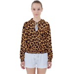 Giraffe Texture, Close-up, Giraffe Skin Texture Women s Tie Up Sweat