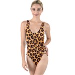 Giraffe Texture, Close-up, Giraffe Skin Texture High Leg Strappy Swimsuit