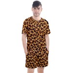 Giraffe Texture, Close-up, Giraffe Skin Texture Men s Mesh T-Shirt and Shorts Set