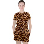 Giraffe Texture, Close-up, Giraffe Skin Texture Women s T-Shirt and Shorts Set