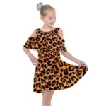 Giraffe Texture, Close-up, Giraffe Skin Texture Kids  Shoulder Cutout Chiffon Dress