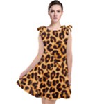 Giraffe Texture, Close-up, Giraffe Skin Texture Tie Up Tunic Dress