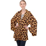 Giraffe Texture, Close-up, Giraffe Skin Texture Long Sleeve Velvet Kimono 