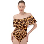 Giraffe Texture, Close-up, Giraffe Skin Texture Off Shoulder Velour Bodysuit 