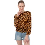 Giraffe Texture, Close-up, Giraffe Skin Texture Banded Bottom Chiffon Top