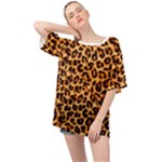 Giraffe Texture, Close-up, Giraffe Skin Texture Oversized Chiffon Top