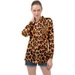 Giraffe Texture, Close-up, Giraffe Skin Texture Long Sleeve Satin Shirt