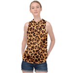 Giraffe Texture, Close-up, Giraffe Skin Texture High Neck Satin Top