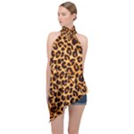 Giraffe Texture, Close-up, Giraffe Skin Texture Halter Asymmetric Satin Top