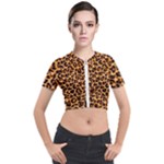 Giraffe Texture, Close-up, Giraffe Skin Texture Short Sleeve Cropped Jacket