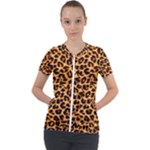 Giraffe Texture, Close-up, Giraffe Skin Texture Short Sleeve Zip Up Jacket