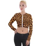 Giraffe Texture, Close-up, Giraffe Skin Texture Long Sleeve Cropped Velvet Jacket