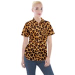 Giraffe Texture, Close-up, Giraffe Skin Texture Women s Short Sleeve Pocket Shirt