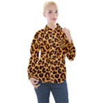 Giraffe Texture, Close-up, Giraffe Skin Texture Women s Long Sleeve Pocket Shirt