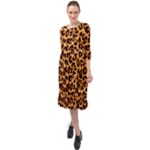 Giraffe Texture, Close-up, Giraffe Skin Texture Ruffle End Midi Chiffon Dress