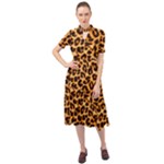 Giraffe Texture, Close-up, Giraffe Skin Texture Keyhole Neckline Chiffon Dress