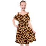 Giraffe Texture, Close-up, Giraffe Skin Texture Kids  Cut Out Shoulders Chiffon Dress