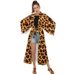 Giraffe Texture, Close-up, Giraffe Skin Texture Maxi Kimono